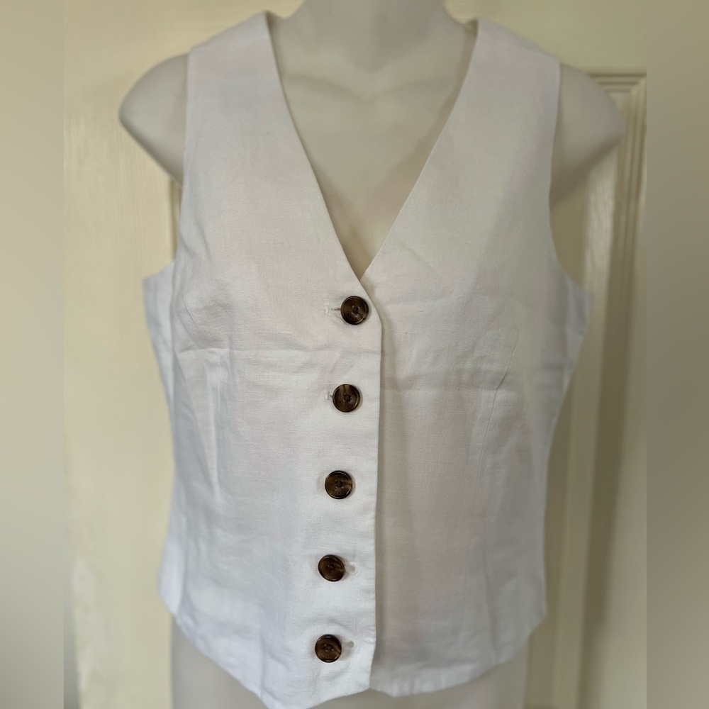 J. Crew Button-Front Linen-Blend Vest